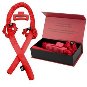 KAV Silk Heatless Curling Rod with Clip and Scrunchie Set, 4pcs set